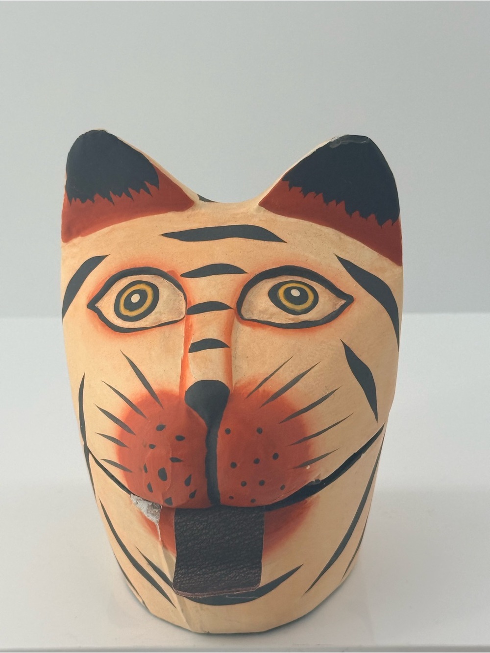Hand-Painted Orange Ceramic Tiger Accent - Unknown Brand